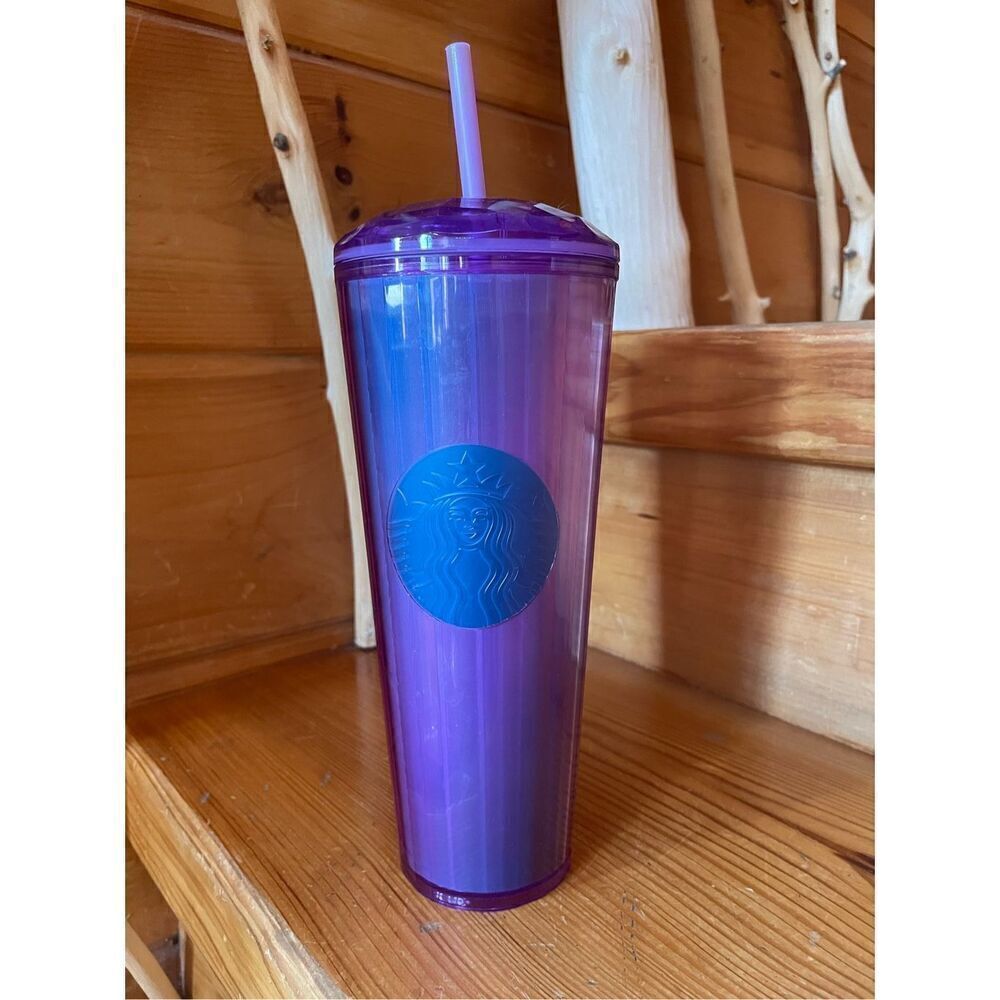 Starbucks Purple Foil Kaleidoscope Dome Cold Cup Tumbler 24 oz